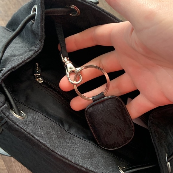 Talbots Black Flap Close Small Backpack Bag Leather - Picture 8 of 13